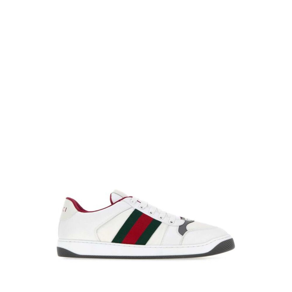 Gucci Men White Nylon Screener Sneakers